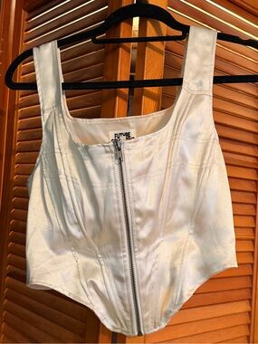 FUTURE collective Vintage-Inspired White Zip Front Corset Top